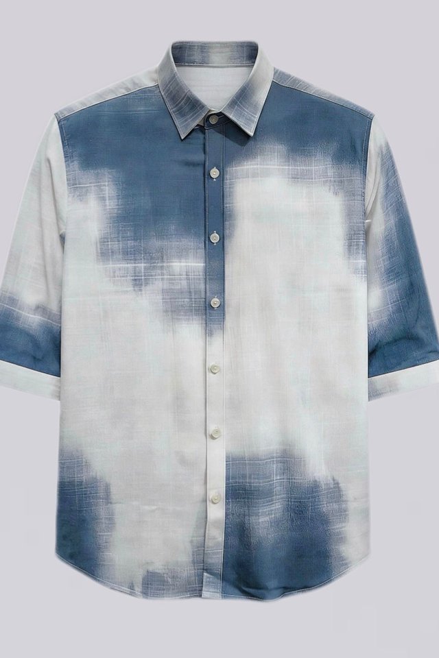 Gradient Blue Half Sleeve Shirt
