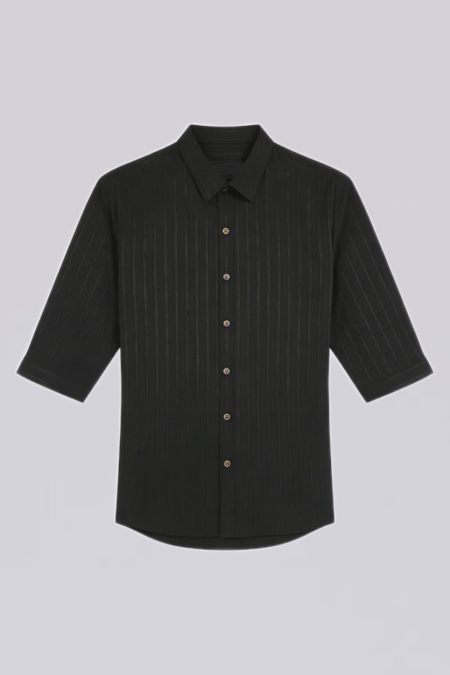 Black Striped Half Sleeve Shirt