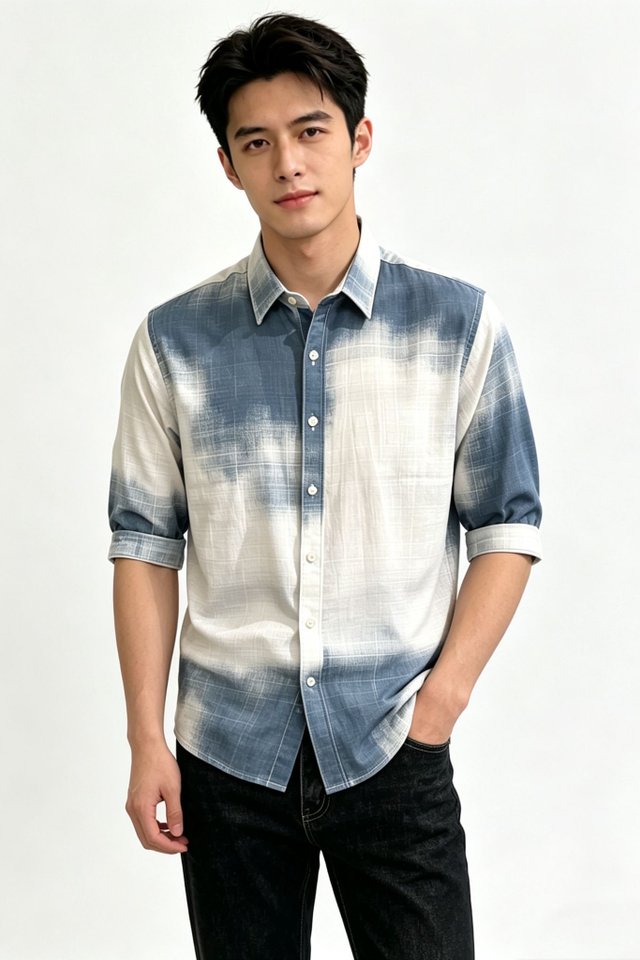 Gradient Blue Half Sleeve Shirt