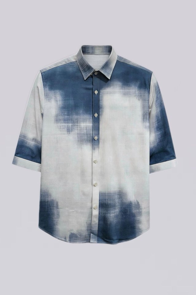 Gradient Blue Half Sleeve Shirt