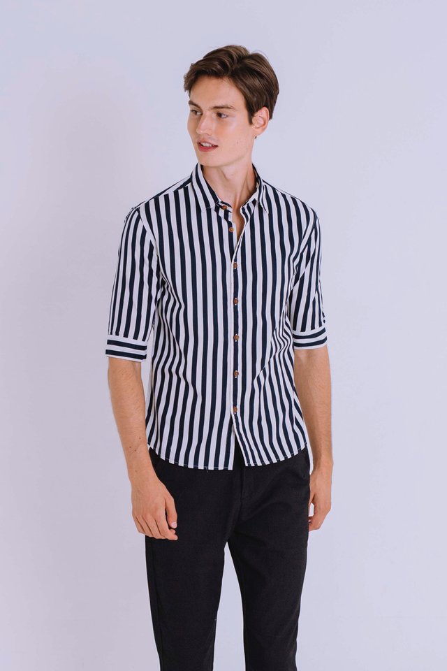 Monochrome Striped Shirt in Blue 